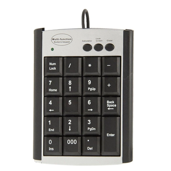 Clavier numérique filaire pavé numérique extensible USB 19 touches pour pc portable