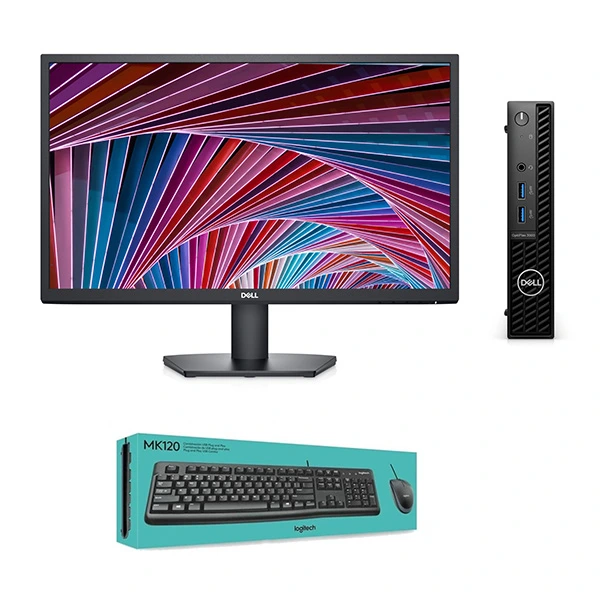 Dell OptiPlex 3000 Micro i5 12500T 16GB 256GB SSD + Écran 23.8" Full HD Dell SE2422H + Logitech MK120 Combos Clavier + Souris