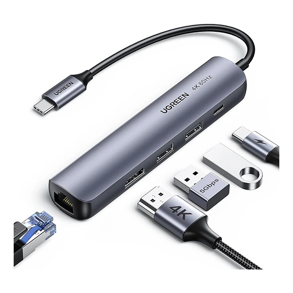 [10919] Hub USB-C Ugreen 5 en 1 Supporte PD Power Delivery 100W Recharge CM418 Ref 10919