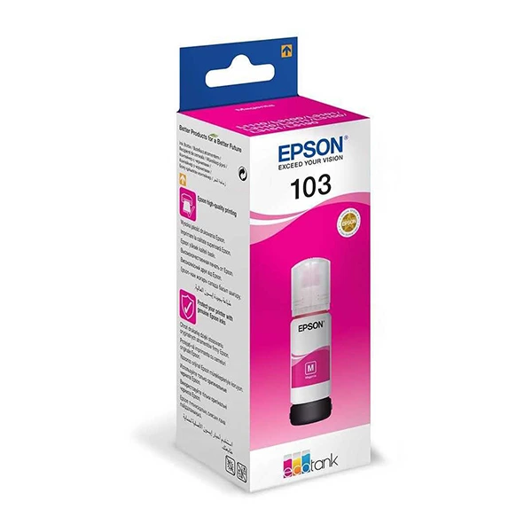 [C13T00S34A] Epson 103 Magenta - Bouteille d'Encre EcoTank 65 ml pour Imprimantes L5190, L3150, L3156, L3110, L3111, L1110