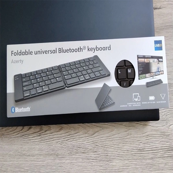 Clavier Bluetooth Pliable AZERTY Lab31 - Sans Fil, Autonomie 50h, Compatible Android, iOS & Windows, Design Compact et Portable pour Voyage et Bureau