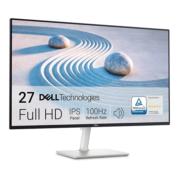 [S2725H] Dell S2725H Écran PC 27" Full HD, IPS, 100Hz, 4ms, 99% sRGB, HDMI x2, Haut-Parleurs, Bords Fins - Blanc/Argent