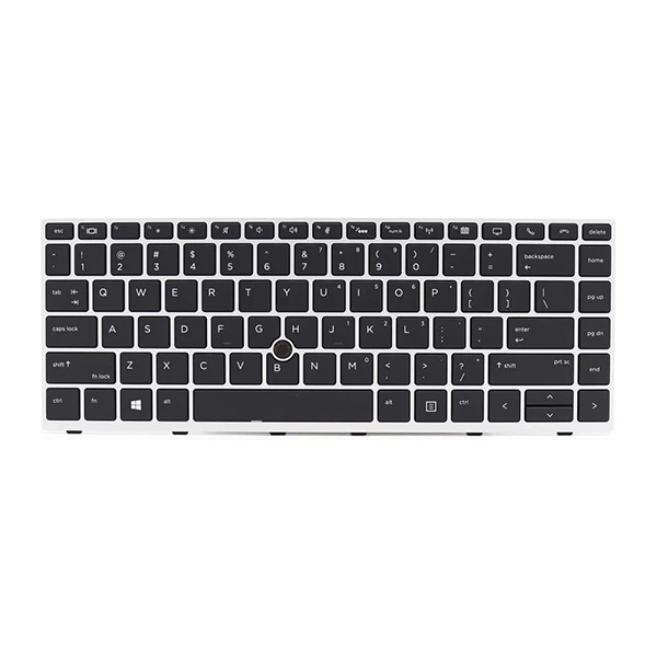 Clavier HP EliteBook 745 G5 G6, 840 G5 G6, AZERTY avec Cadre Argenté - Sans Rétroéclairage ni Point de Souris