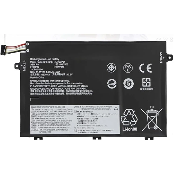 Batterie Lenovo ThinkPad E480 E490 E580 E590 E14 E15 - 45Wh 11.1V Li-ion Modèle L17L3P51