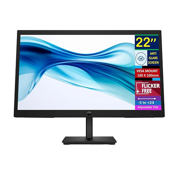 Écran HP 21.5" FHD IPS - 100Hz, 5ms, HDMI/DP/VGA, Antireflet & Eye Ease - Modèle 322pv (9U5A2AS)