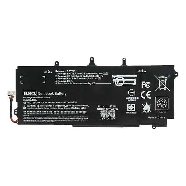 Batterie HP BL06XL 42Wh 11.1V Li-ion pour EliteBook Folio 1040 G0/G1/G2 - Remplacement Compatible HSTNN-DB5D / IB5D / W02C
