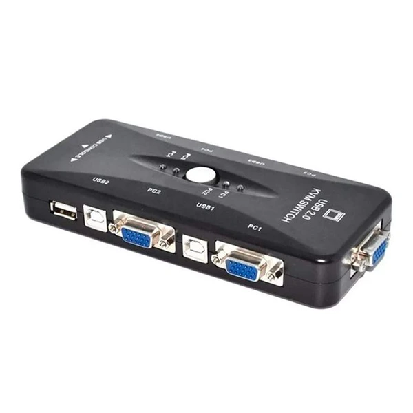 [kvm41ua] Switch KVM VGA 4 Ports USB 2.0 - Commutateur Multi-PC 1920x1440, Hot-Swap, Plug & Play, Sans Alimentation